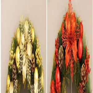 Ghirlanda di Natale artificiale in rattan da appendere per decorazione casa festa.