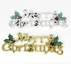 Christmas Tree Hanging Ornaments Merry Christmas Letter Pendants Holiday Party Decor 2pcs