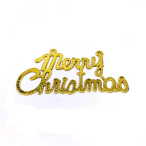 Pendentif en plastique doré Joyeux Noël lettre enseigne pour décoration de sapin de fête