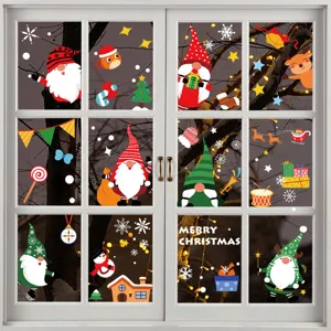 Kerst raamstickers statische hechting glasdecals kerstboom kerstman vakantie decor