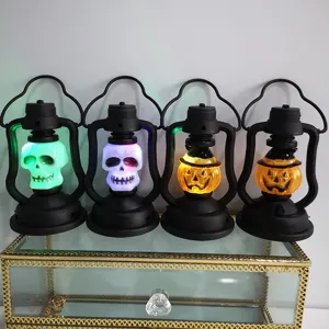 Halloween LED skull pumpkin lantern portable night light decorative prop kerosene lamp