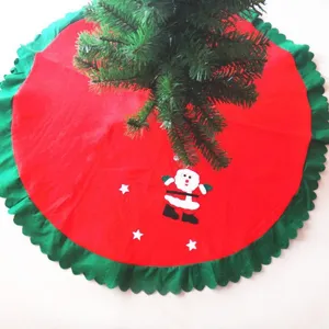 Jupe de Sapin de Noël en Tissu Non Tissé Motif Père Noël Rouge et Vert Décoration de Fête