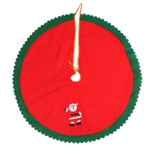 Jupe de sapin de Noel en tissu non-tisse rouge vert bordure de fete de noel 90cm