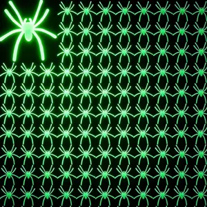 Halloween glowing plastic mini spiders dark green luminous spooky party decor props