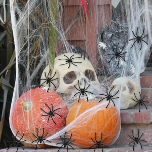 Halloween small plastic spiders decoration fake spider web props party scary scene setup
