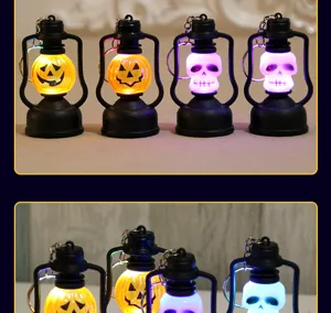 Halloween Mini Citrouille Squelette LED Lanterne Veilleuse En Plastique Porte-clés Déco