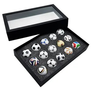 Mini ensemble de mini ballons de football de coupe du monde boite vitrine noire