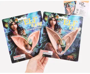 Latex elf ears cosplay props, soft pointed fairy ear tips for Halloween costume party makeup.