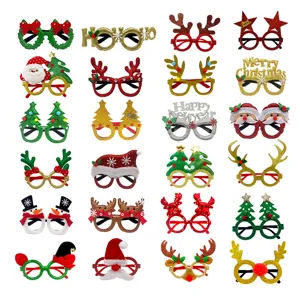 Occhiali Decorativi per Festa di Natale Cartone Animato Babbo Natale Pupazzo di Neve Corna Albero Occhiali Festivi Accessori Foto