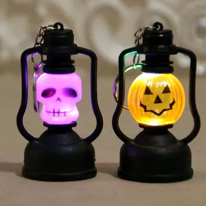 Halloween mini lanterne plastique LED porte-clés crâne citrouille veilleuse déco.