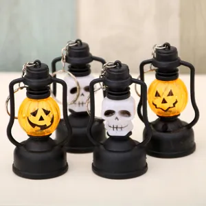 Halloween mini citrouille en plastique crâne lanterne porte-clés lumière LED déco