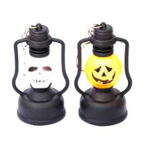 Halloween mini lanterne a huile en plastique porte-cles veilleuse squelette citrouille