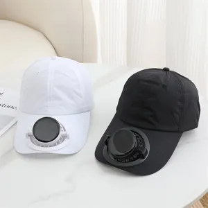 Outdoor solar fan baseball cap, breathable casual summer sun hat for men and women 2-pack.