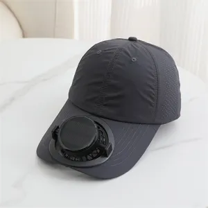 Summer outdoor solar charging fan cap, breathable casual sun protection baseball hat.
