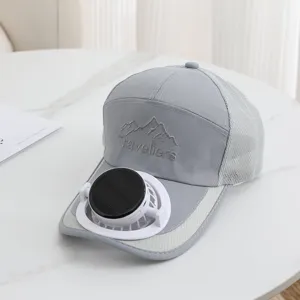 Berretto da baseball estivo con protezione solare e ventola solare cappello a rete traspirante uomo