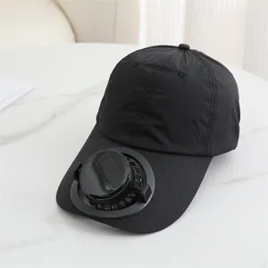 Summer outdoor solar powered fan baseball cap breathable mesh cooling sun hat for casual travel