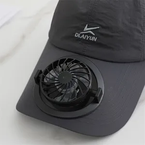 Casquette de baseball respirante d'été avec ventilateur solaire pour la pêche, chapeau gris foncé mini.