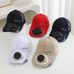 Berretto da Baseball con Ventilatore Solare all'Aperto Unisex Poliestere Protezione Solare Cappello di Raffreddamento Regolabile