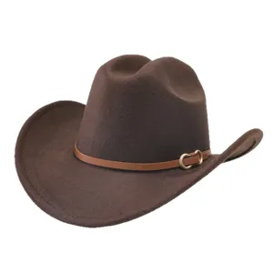 Classico cappello da cowboy occidentale marrone con cinturino in pelle uomo donna retro