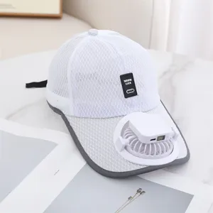 Sommer Mesh Baseballcap mit aufladbarem Mini Elektroventilator zur Kühlung, Sonnenschutz.