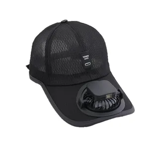 Solar aufladbare Ventilator Baseball Cap mit atmungsaktivem Mesh fuer Sommer Sonnenschutz.
