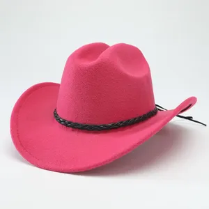Cappello da Cowboy Western per Donna Uomo Unisex Classico Tesa Larga Feltro di Poliestere Jazz Fedora Cappello Vintage Panama Cavaliere All aperto Viaggio Sole
