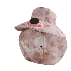 Sommer Sonnenschutz Hut mit Solarventilator breite Krempe Fischerkappe fur Outdoor Angeln