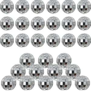 Miniature mirror disco balls, glass reflective balls for party decorations and Christmas tree hanging.