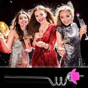 Disco ball straw with pink cowboy hat glass drinking straw for party bar drinks celebration