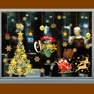 Christmas window sticker electrostatic glass decal holiday party decoration details view