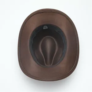Classic brown fedora hat winter wool felt cap retro sun hat stylish daily wear detail view