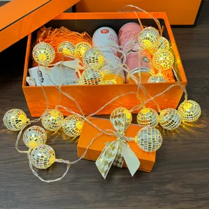 Luci a Stringa Retro Disco Ball Specchio Vetro Riflettente LED Luci Fate per Natale Festa Casa Decorazione Luce Notturna