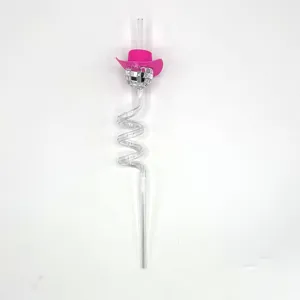 Diskokugel Glas Strohhalm mit rosa Cowboyhut Party Dekoration niedlicher Trinkhalm fur Bar