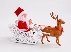 Jouet de traîneau de renne de Père Noël électrique musical pour décoration de bureau de Noël