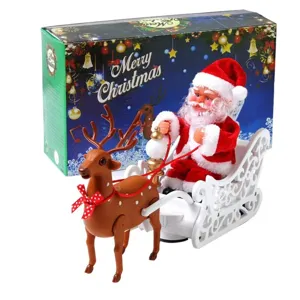 Jouet de traîneau de renne du Père Noël musical électrique cadeau de Noël déco.