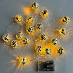 Catena luminosa palla disco, luci specchio bianco caldo per festa decorazione natalizia