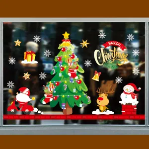 Christmas window stickers static decals glass decorations for holiday party home decor