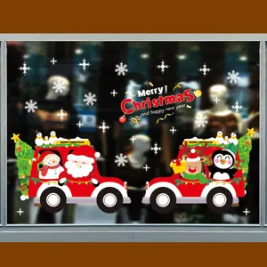 Christmas window stickers static cling holiday glass decals for shop and home party decoration