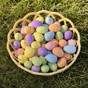 Mini bunte Ostereier gesprenkelt im Korb Set für Feiertag Heim Party Dekoration Anzeige.
