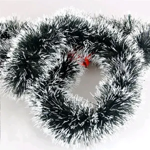 Xristougenniatiki girlanda tinsel 2m pachia leukes akres prasino gia diakosmisi