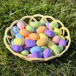 Ostereier Schaumstoff Bunt Gefleckt Mini Vogeleier Mit Korb Netzbeutel Macaron Farben Miniatur Künstliche Eier Für Feiertag Party Deko Kinder Geschenke