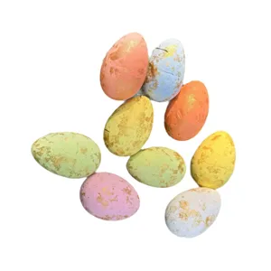 Colorful Easter eggs with gold foil speckles, perfect for holiday party decorations and gifts.