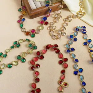 Fashion multi-color rhinestone teardrop long necklace statement jewelry banquet accessory