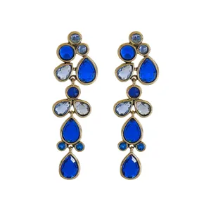 Vintage exaggerated long teardrop crystal earrings for women elegant banquet jewelry accessories