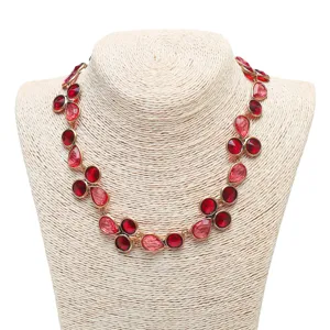 Exaggerated geometric teardrop rhinestone necklace for women fashion banquet statement jewelry