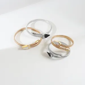 Brazalete abierto de resorte de metal minimalista manija geométrica joyería de moda mujer