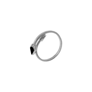 Pulsera abierta de resorte de serpiente plateada minimalista brazalete chic para mujer