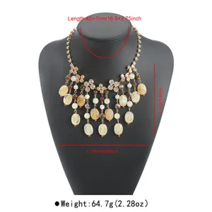 Stylish dopamine natural stone tassel choker necklace with claw chain and dimensions.