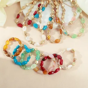 Set di collane e bracciali di perle artigianali in acrilico irregolare retrò gioielli moda.