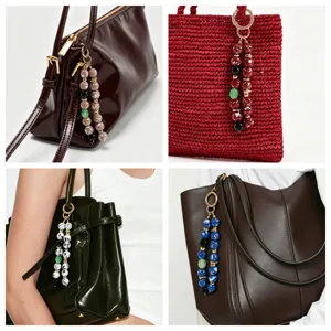 Breloque de sac et porte-clés en perles acryliques colorées, accessoire de style dopamine.